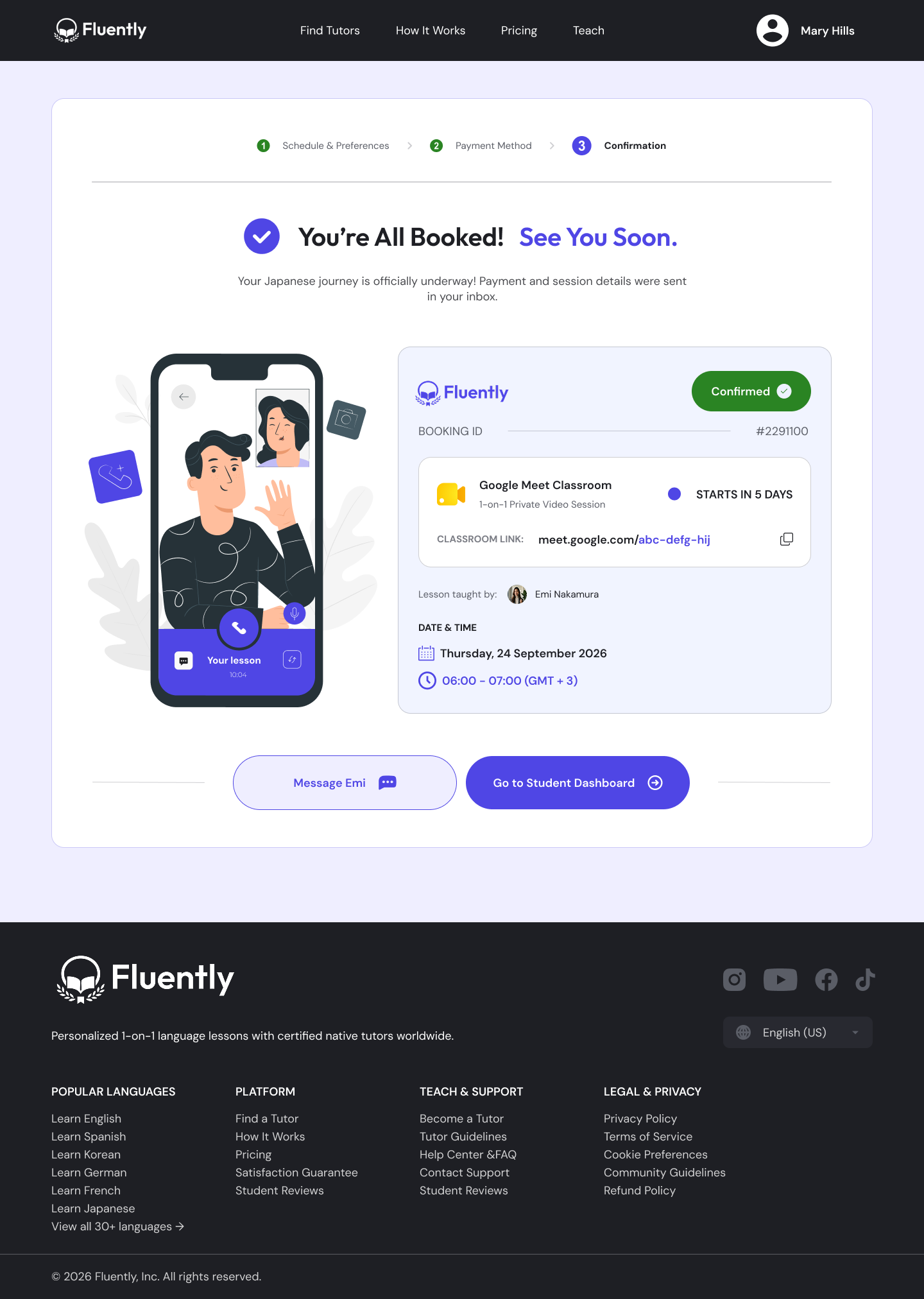 Fluently - Language Tutor Platform Desktop screen 6